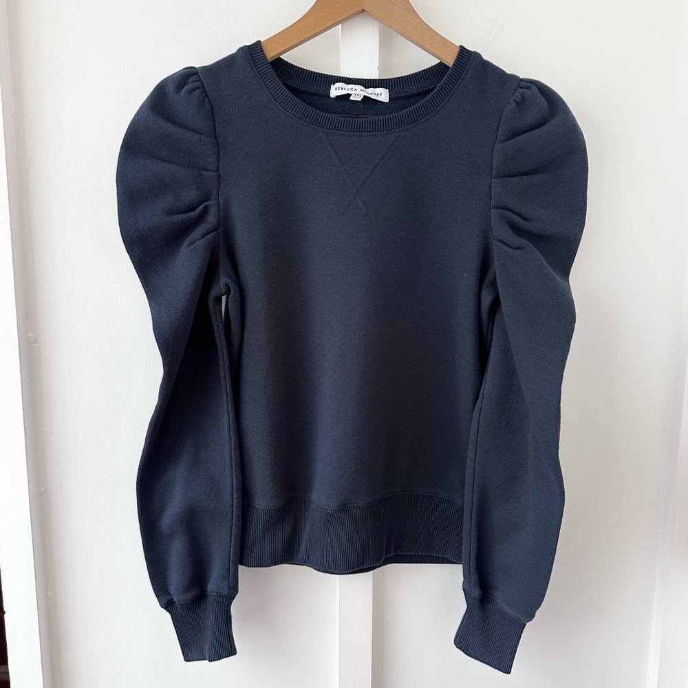 REBECCA MINKOFF navy Janine puff sleeve sweatshirt